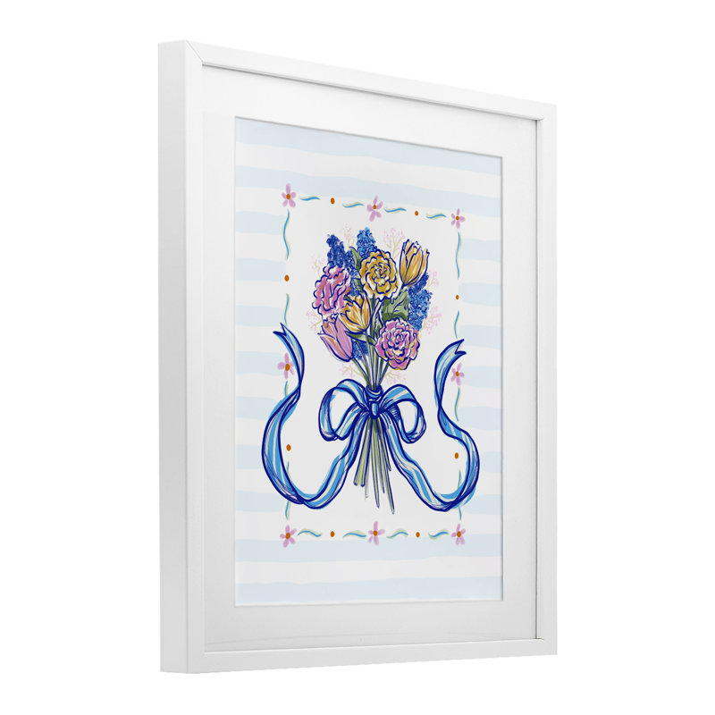 Impression printanière encadrée sous verre Spring Fresh Ribboned, par Connie Summers, H 16 po x l 13 po, Cadre blanc côtier