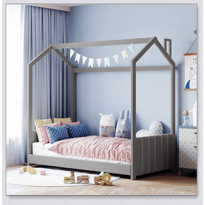 Velvet House Bed Wood Bed, Twin