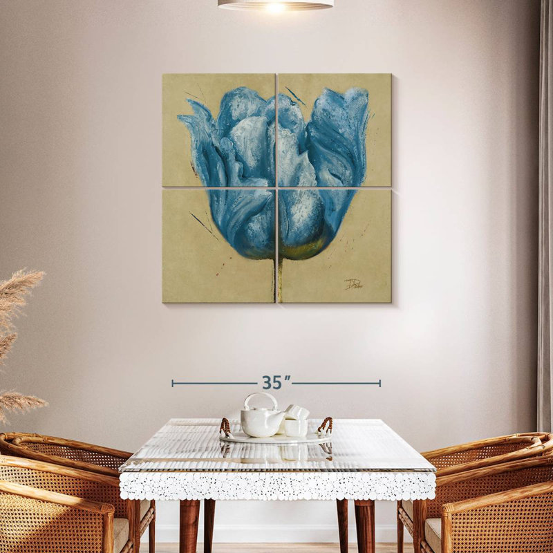 Harnek Blue Double Tulips, 38" H x 38" W