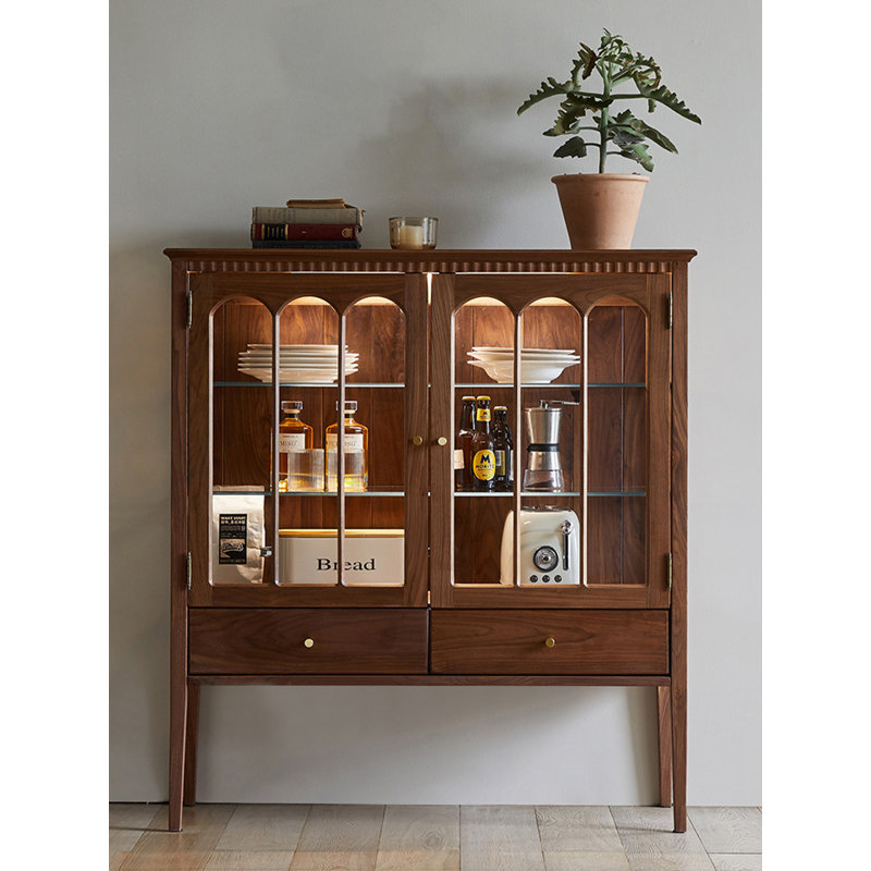 Retro Walnut Large-Capacity Accent Cabinet