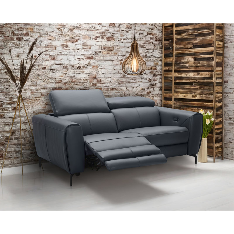 Causeuse Milan en finition caramel, Bleu gris