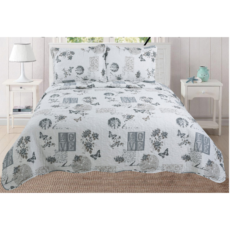 Ensemble de courtepointe réversible en microfibre Fontayne, Courtepointe très grand + 2 taies décoratives
