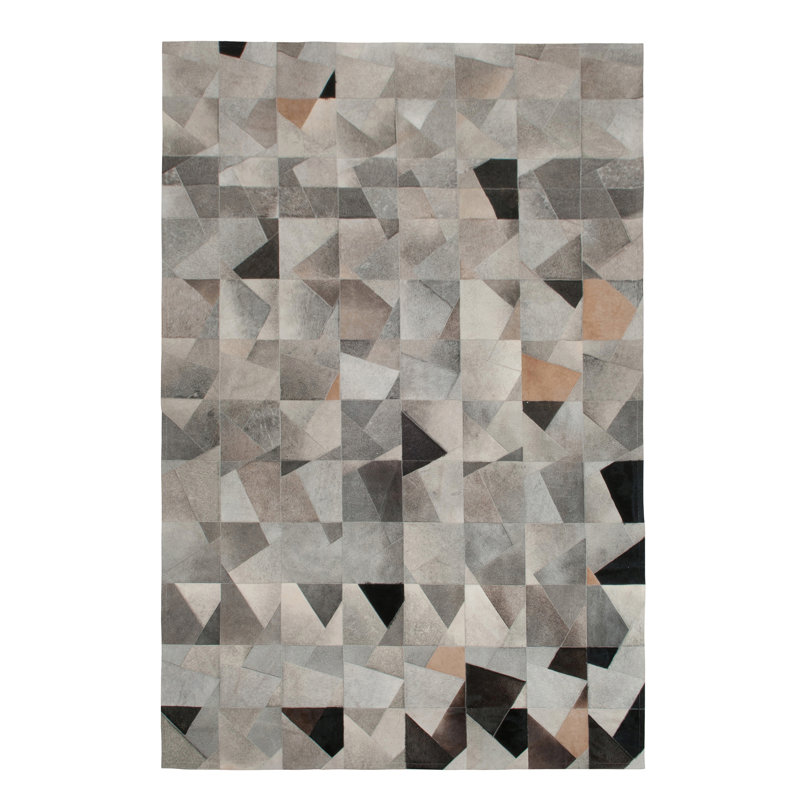 Faceta Cowhide Abstract Area Rug, Rectangle 2' x 3'
