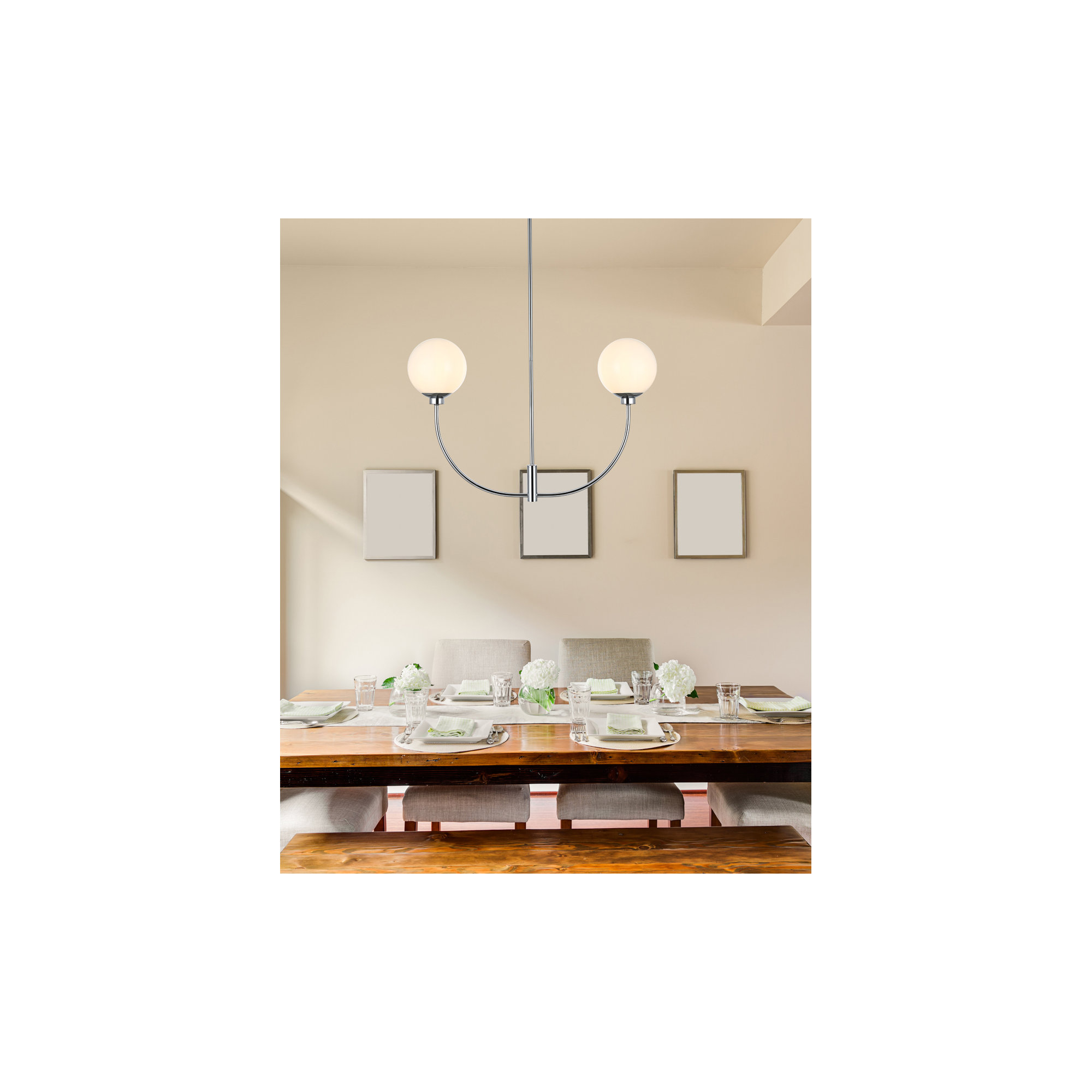 Kyle 2 - Light Metal Chandelier, Chrome, 19" H x 30" W x 7" D