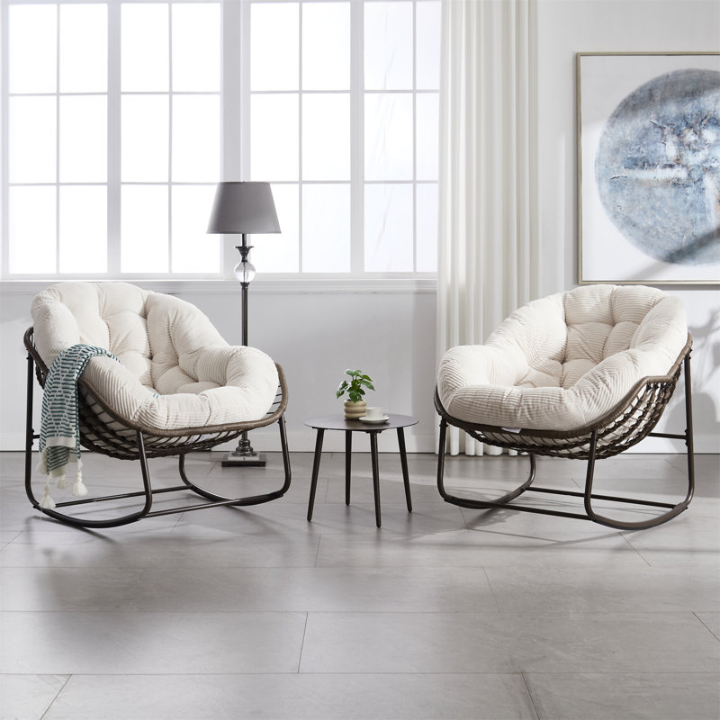 Outdoor Rattan Rocking Chair, White