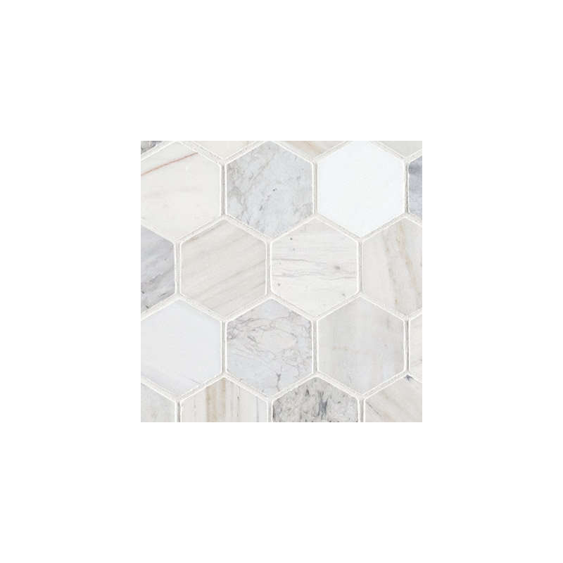 Auralie Hexagon 12 in. x 12 in. Polished Marble Mosaic Floor and Wall Tile