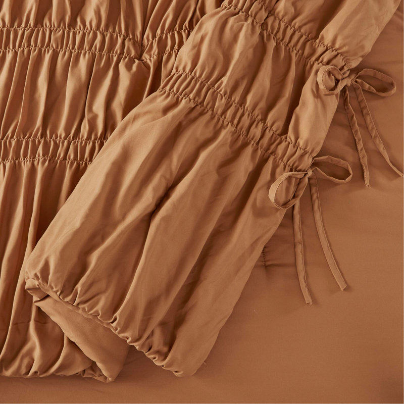 2PCS Twin/Twin XL Comforter Set, Twin/Twin Extra Long Comforter + 2 Standard Shams, Brown