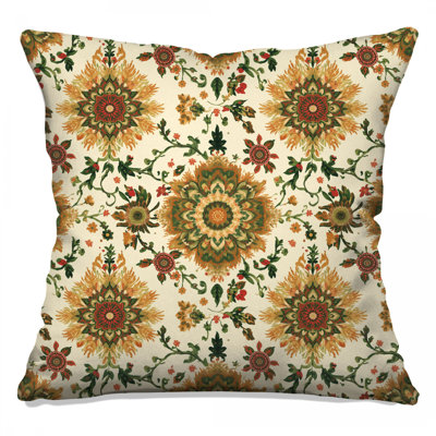 Floral Medallion Pattern Double Sided Throw Pillows