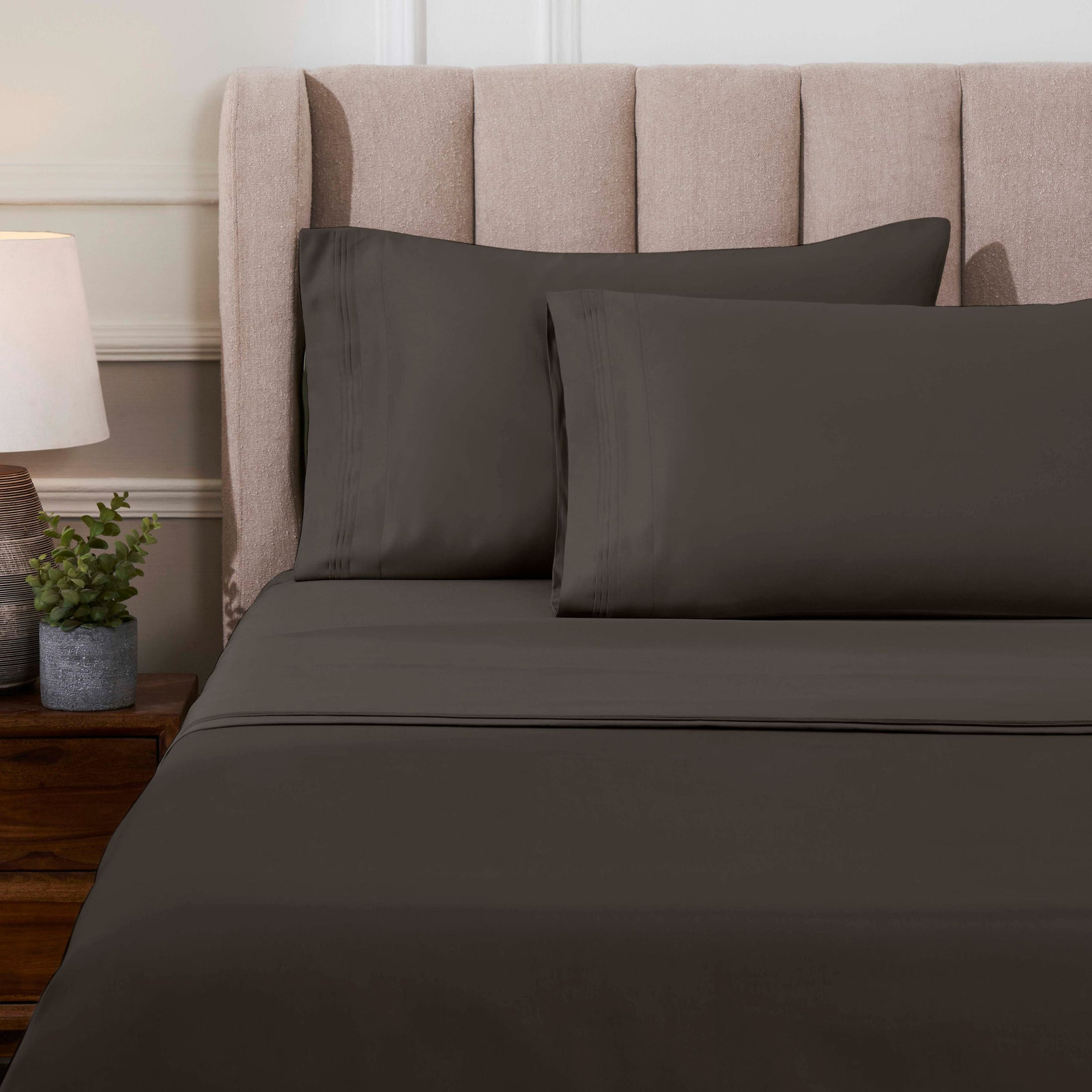 Simba Luxury 1000 Thread Count Egyptian-Quality Cotton Sateen Sheet / Pillowcase Set Collection, Charcoal