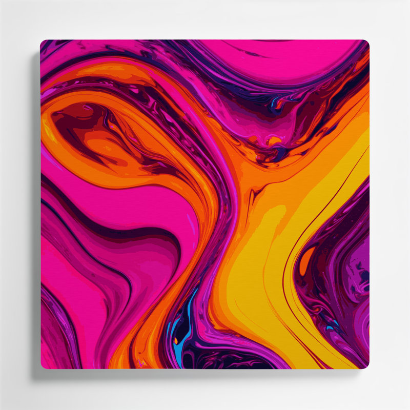 Art abstrait abstrait en métal rose 27, H 12 po x l 12 po