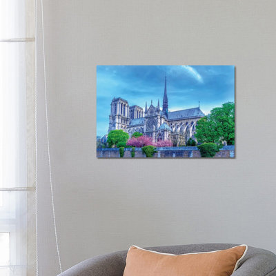 Cherry Blossoms Notre Dame Cathedral by Rose Palmisano - Gallery-Wrapped Canvas Giclée on Canvas