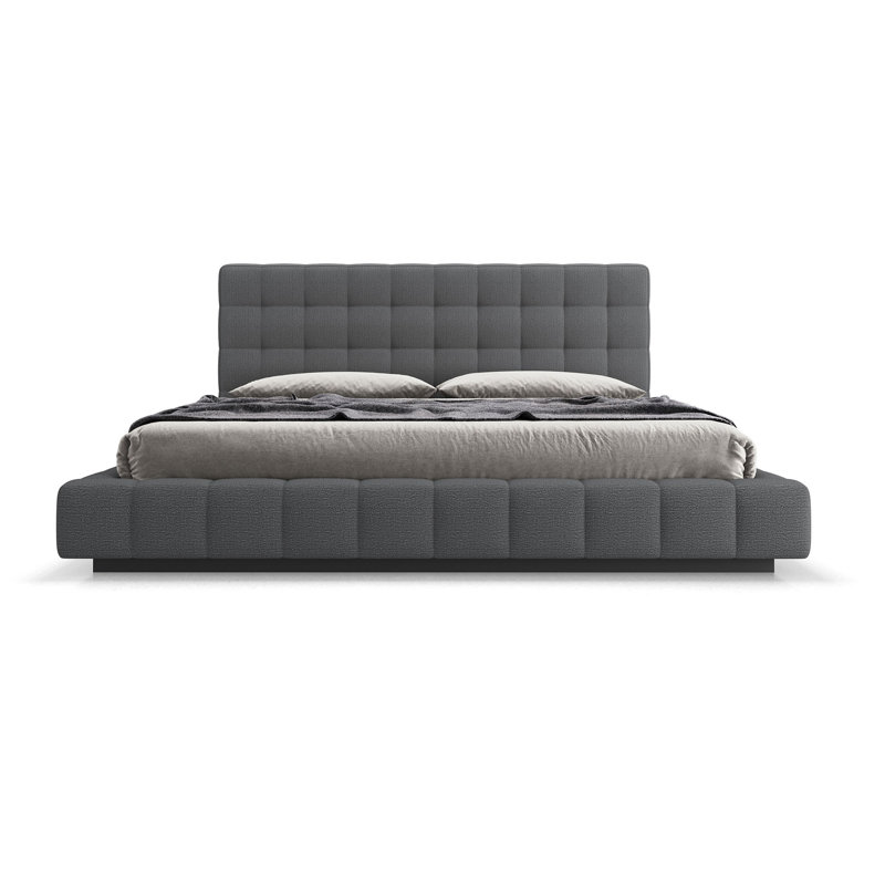 Thompson Upholstered Wingback Bed, Carbon Gray, King