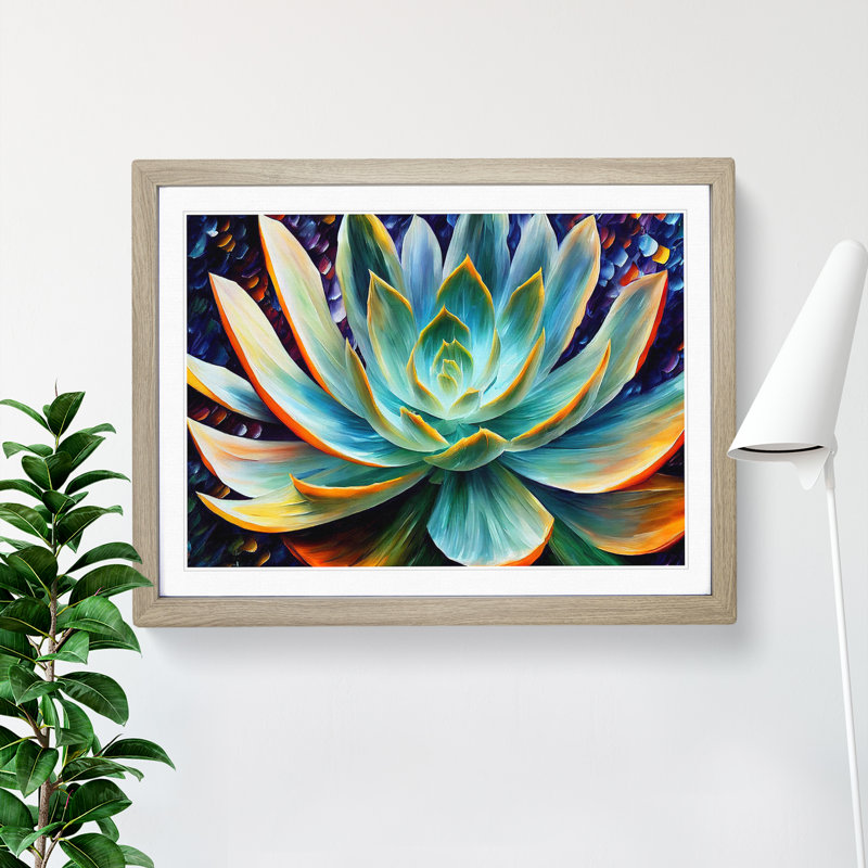 Succulent Plant Painting Vol.2 Abstract - Framed Print, 34cm H x 46cm W x 2cm D, Oak Framed