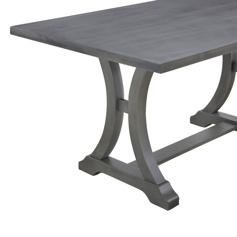 6-Piece Farmhouse Dining Table Set With Rectangular Trestle Table, 4 Upholstered Chairs, And Bench For Elegant And Comfortable Dining, Dining Table Set