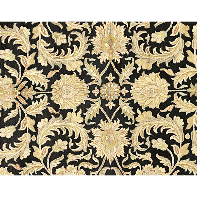 Tapis noir et rouge noué à la main de haute qualité