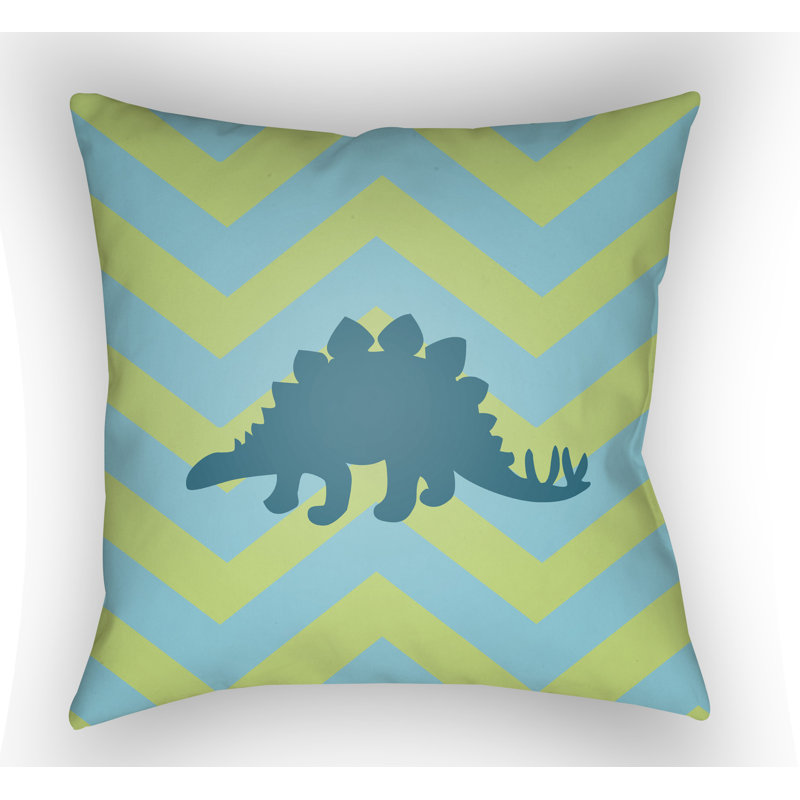 Littles Dinosaur Throw Pillow, Lime/Blue, 20" H x 20" W x 4" D