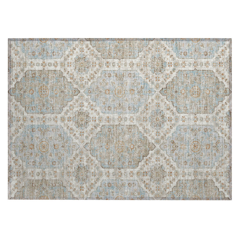 Machine Washable Indoor/Outdoor Chantille ACN2643 Damask Rug, 1'8" x 2'6", Ivory