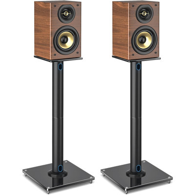 68cm Universal Floor Fixed Height Speaker Stand 28 Inch For Surround Sound - Holds Satellite & Small Bookshelf Speakers Up To 10Kgs - Cable Management - Easy Assembly - Set Of 2 (Speakers Not Included)