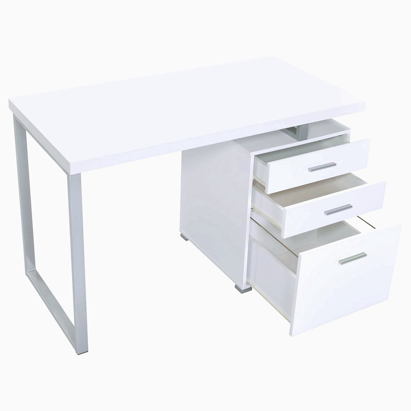 3-Drawer Reversible Office Desk, White