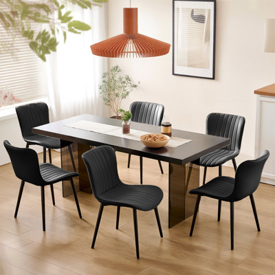 Modern Dining Chairs, Leather Dining Side Chairs With Sturdy Metal Frame & Non-Slip Feet For Kitchen, Restaurant