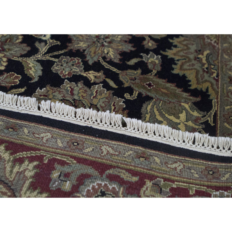 Tapis noir et rouge de haute qualité noué à la main Trinity, Rectangle 6 pi 1 po x 9 pi