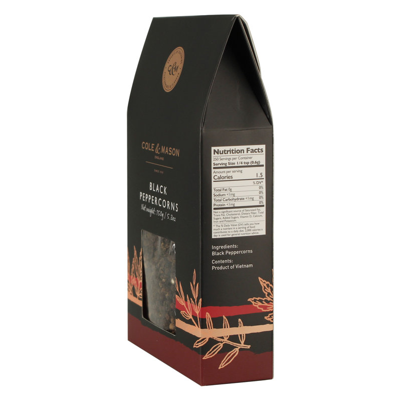Cole & Mason Black Peppercorns Box Refill 5.3oz