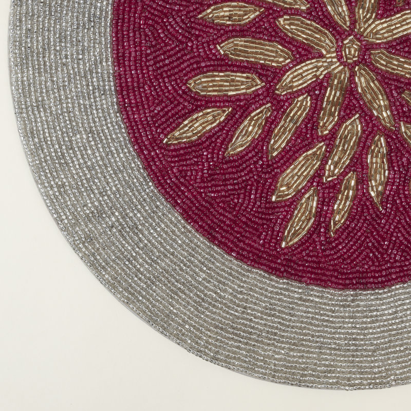 Gold Topped Beaded Placemat, Silver/Gold