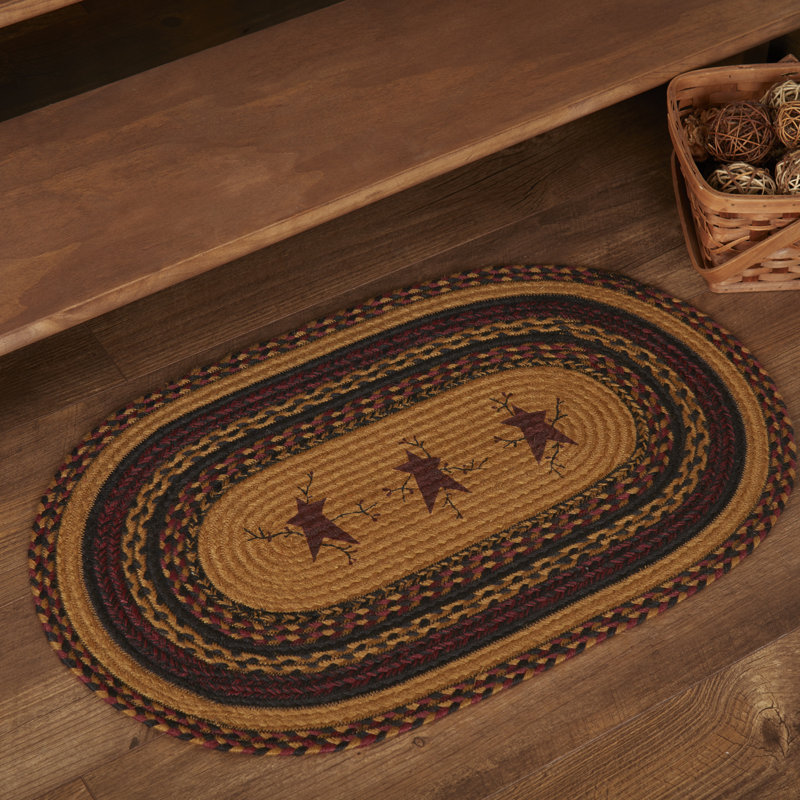 Heritage Farms Oval Braided Jute Rug with Star Accents
