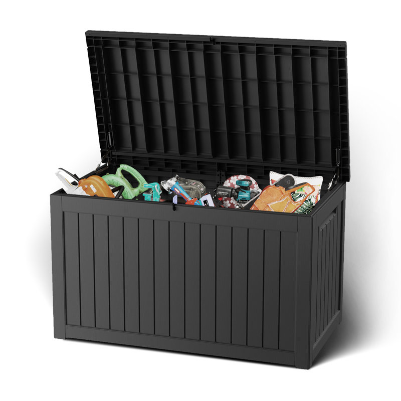 230 Gallons Resin Waterproof Easy-Assembly Outdoor Storage Box, Black