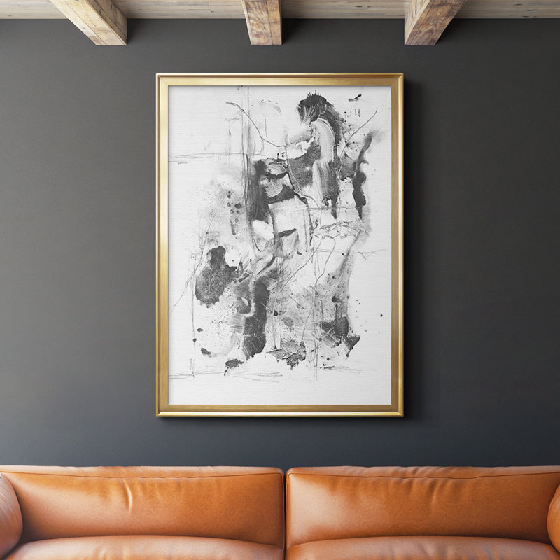 Graphite abstrait I, reproduction encadrée de qualité supérieure - prête à être accrochée, Or, H 42,5 po x l 30,5 po x P 1 po