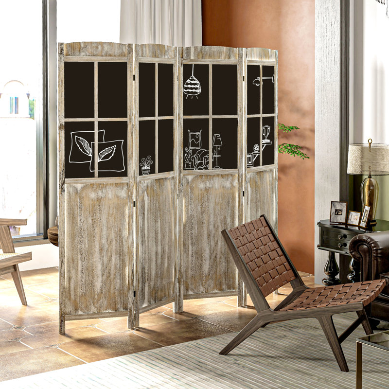 Cloison d'intimité à 4 panneaux, hauteur 5,6 pi avec planches noires, bois portable pour écrans de cloison de confort, bureau