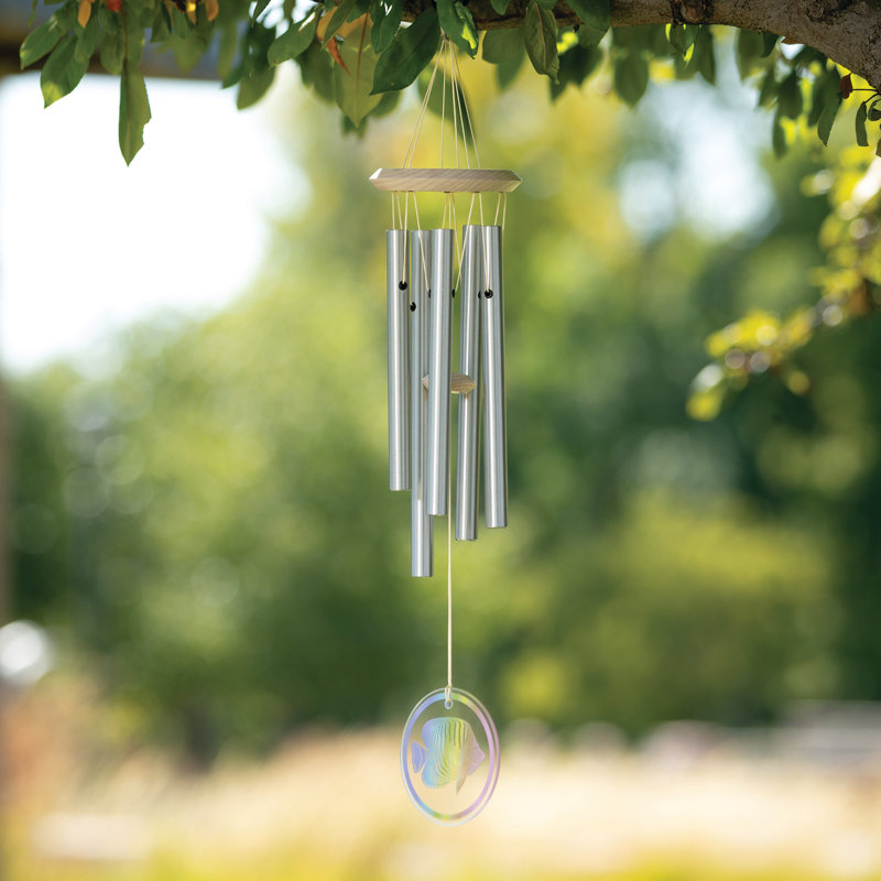 22" Coastal Glass Fish Wind Chime for Outdoor Decor