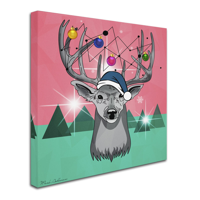 Art sur toile Kieninger «Christmas Deer 3», H 18 po x l 18 po x P 2 po