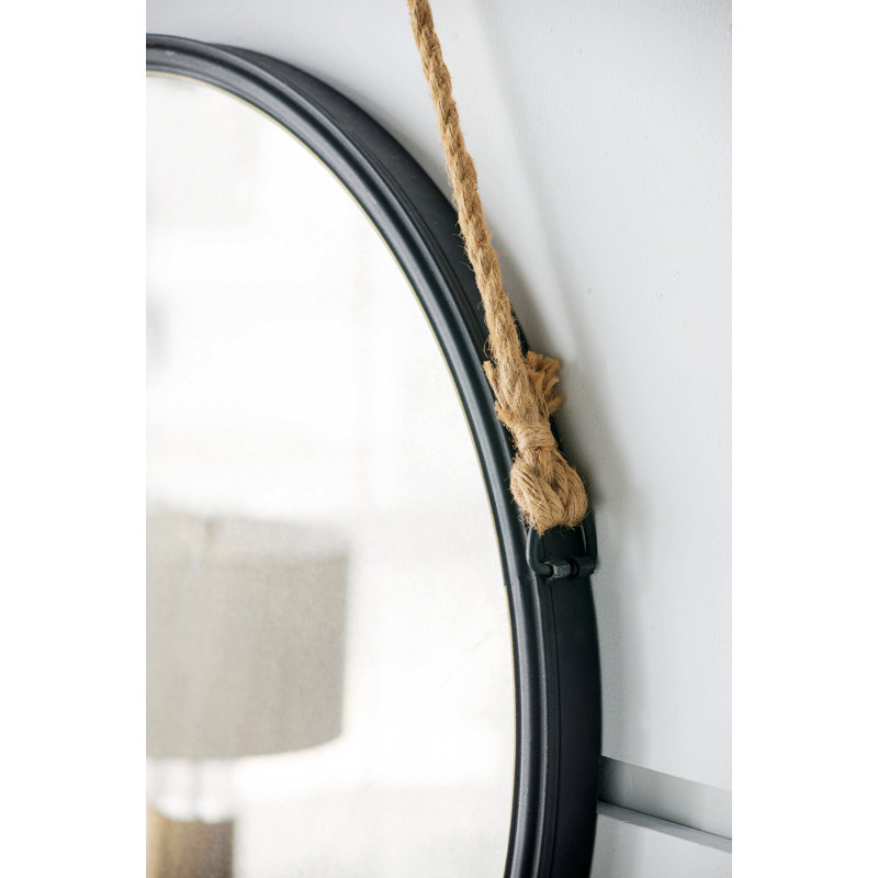 Miroir suspendu suspendu avec sangle de corde pour la salle de bain, la chambre à coucher