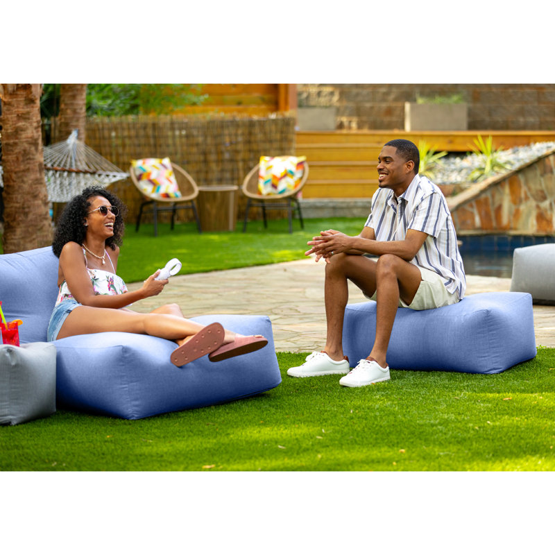 Repose-pieds d'extérieur avec coussin Sunbrella® Charolotte, Bleu