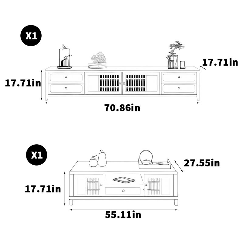 Simple nouveau meuble télé chinois avec tables basses