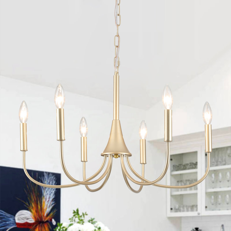 Clydie 6 - Light Dimmable Classic / Traditional Chandelier, Gold