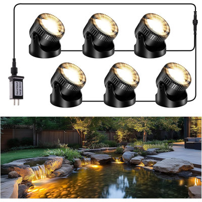 6-Head Warm White LED Underwater Pond Lights