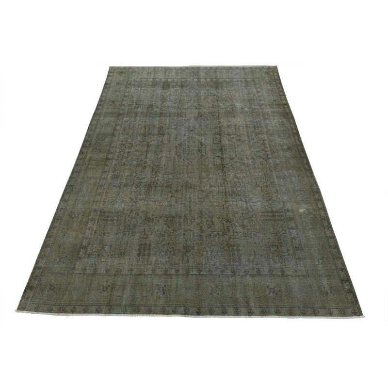 Tapis unique en laine des années 1970 de 10 pi 1 po x 12 pi 9 po Monish - bleu