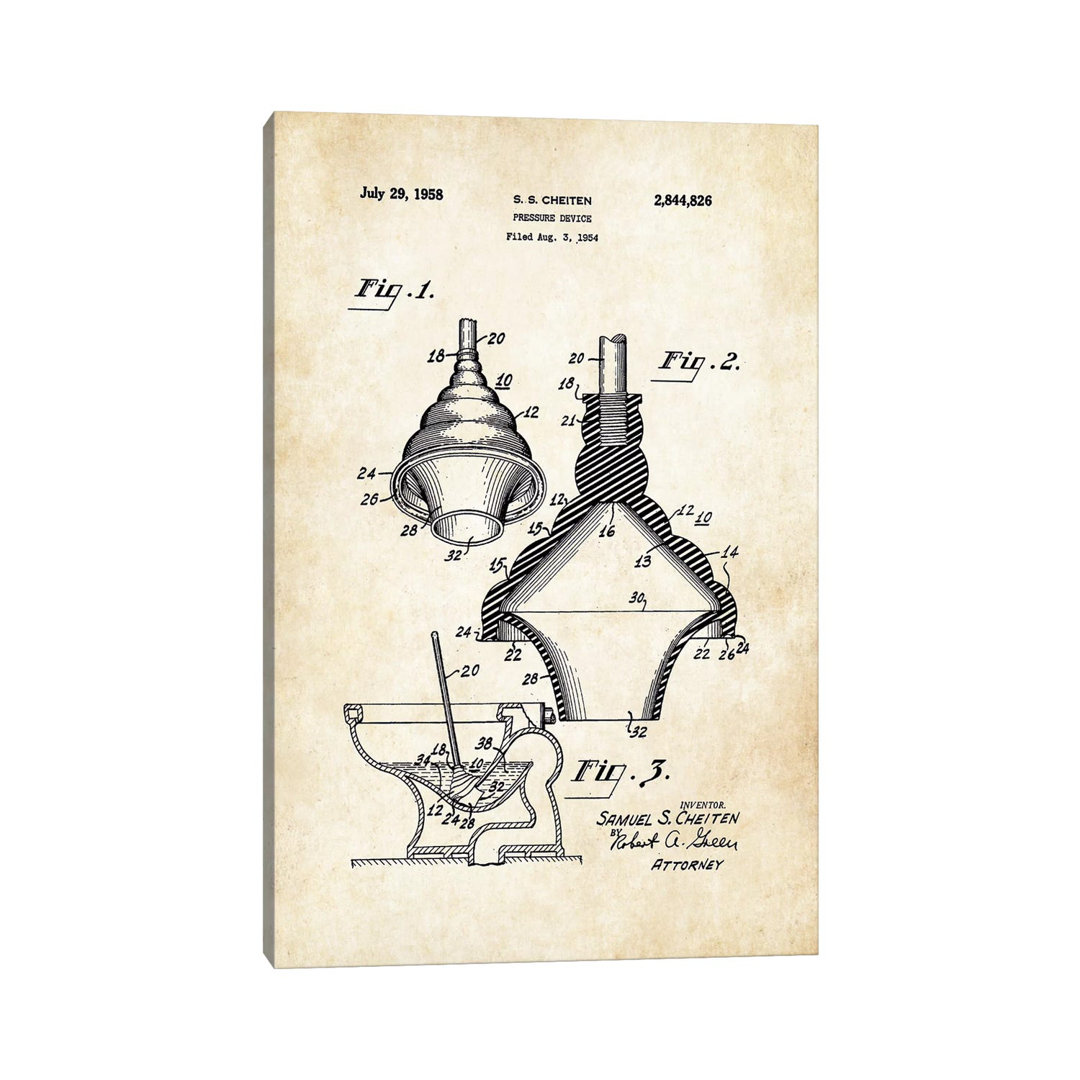 Plumber Toilet Plunger - Wrapped Canvas Graphic Art