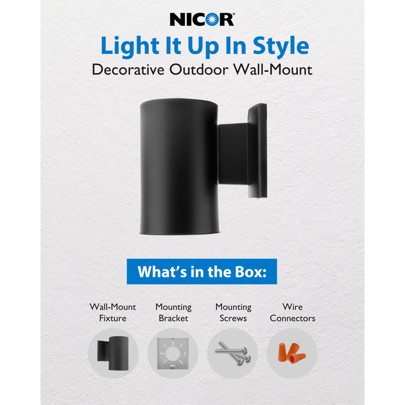 7 In. Decorative Wall Mount Down Light, Black