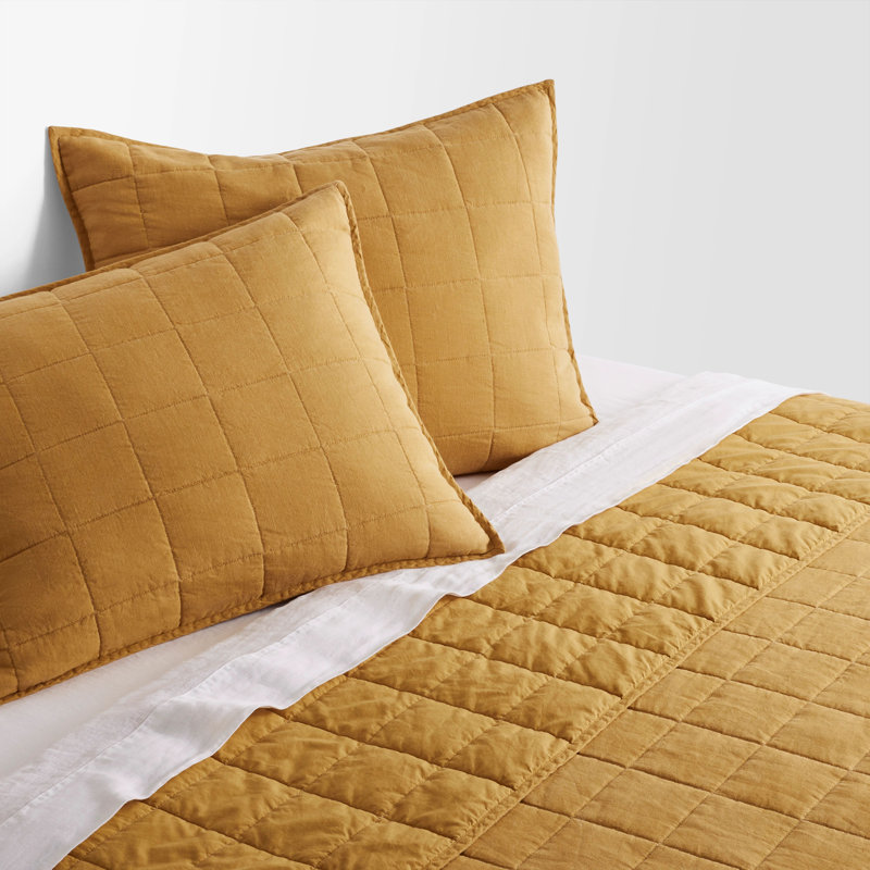 Ester Bedding Set, Mustard, King Quilt + 2 King Shams