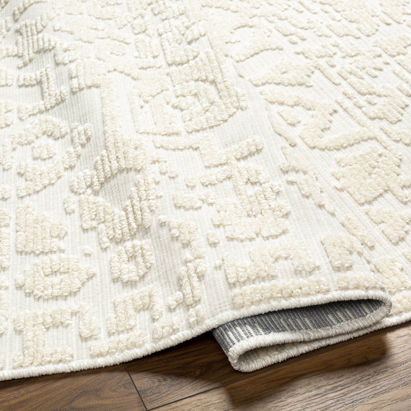 Tapis ivoire tissé à la machine Derek-Cooper, Rectangle 7 pi 10 po x 10 pi 1 po
