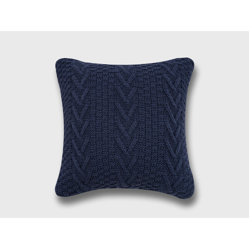 Navy Chunky Sweater Knit Square Throw Pillow 20" x 20"