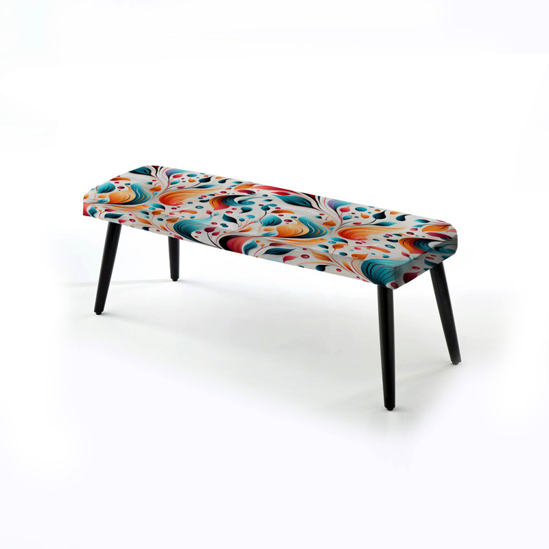 Motif de cachemire plume minimaliste - Banc rembourré noir Paisley
