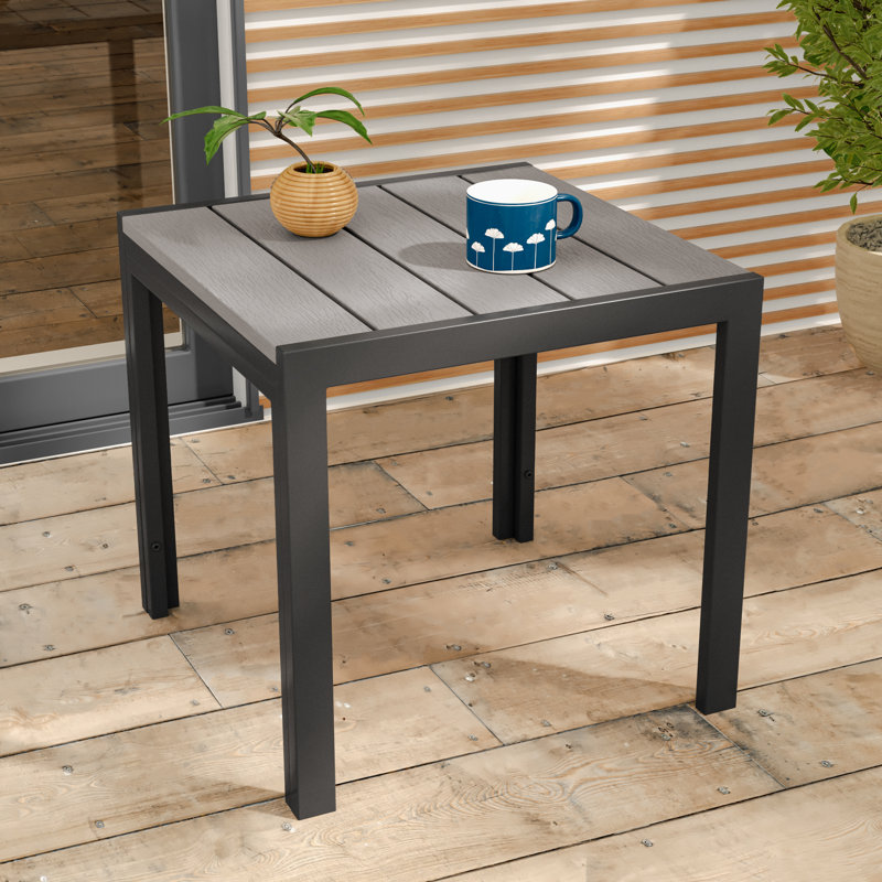 Square Patio Coffee Table with HIPS Table Top, Gray