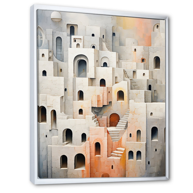 Minimalisme des forteresses I sur toile, H 32 po x l 16 po x P 1 po, Cadre flottant blanc