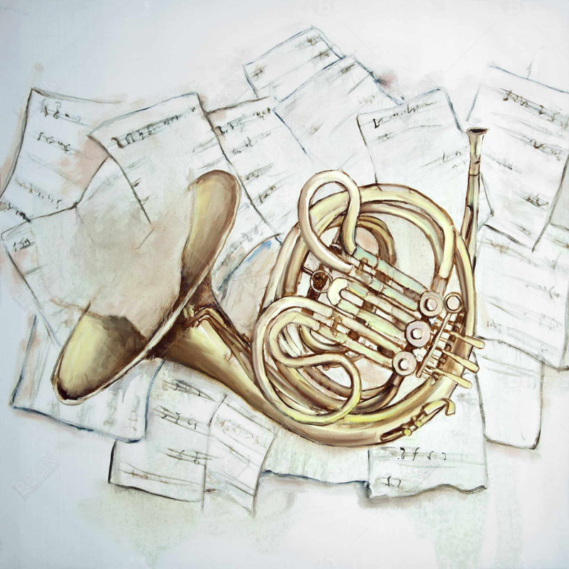 " Horn On Music Sheet "