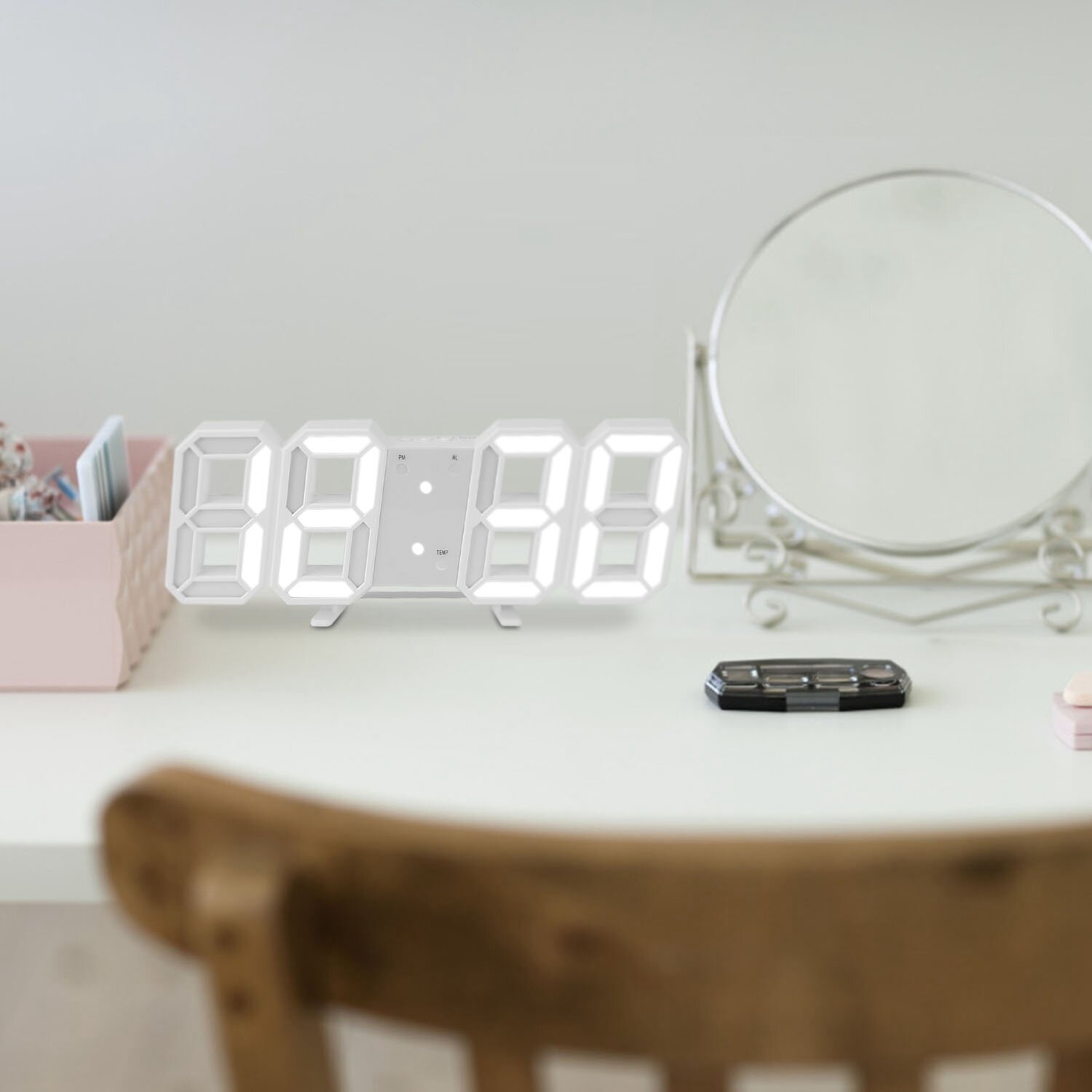 Bedside Digital Clock LED Display Desk Table Time Temperature Alarm  ModernDecor.
