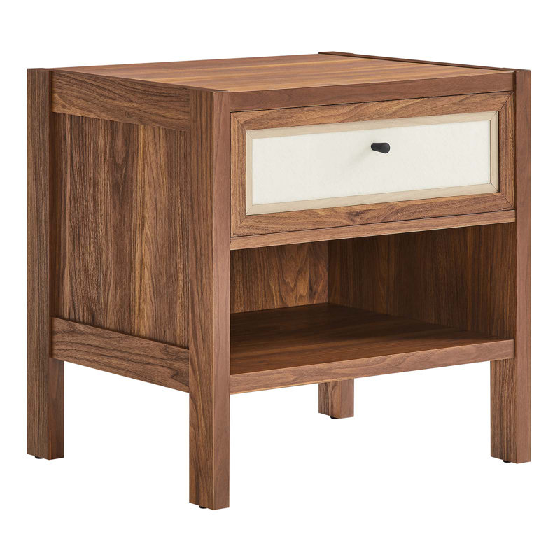 Capri Walnut Wood Grain Nightstand with Linen Drawer